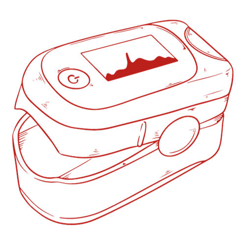 A hand drawn finger clip blood pressure monitor used to provide walk-in healthcare to Payson, Pine, Strawberry, and Rim Country Arizona.